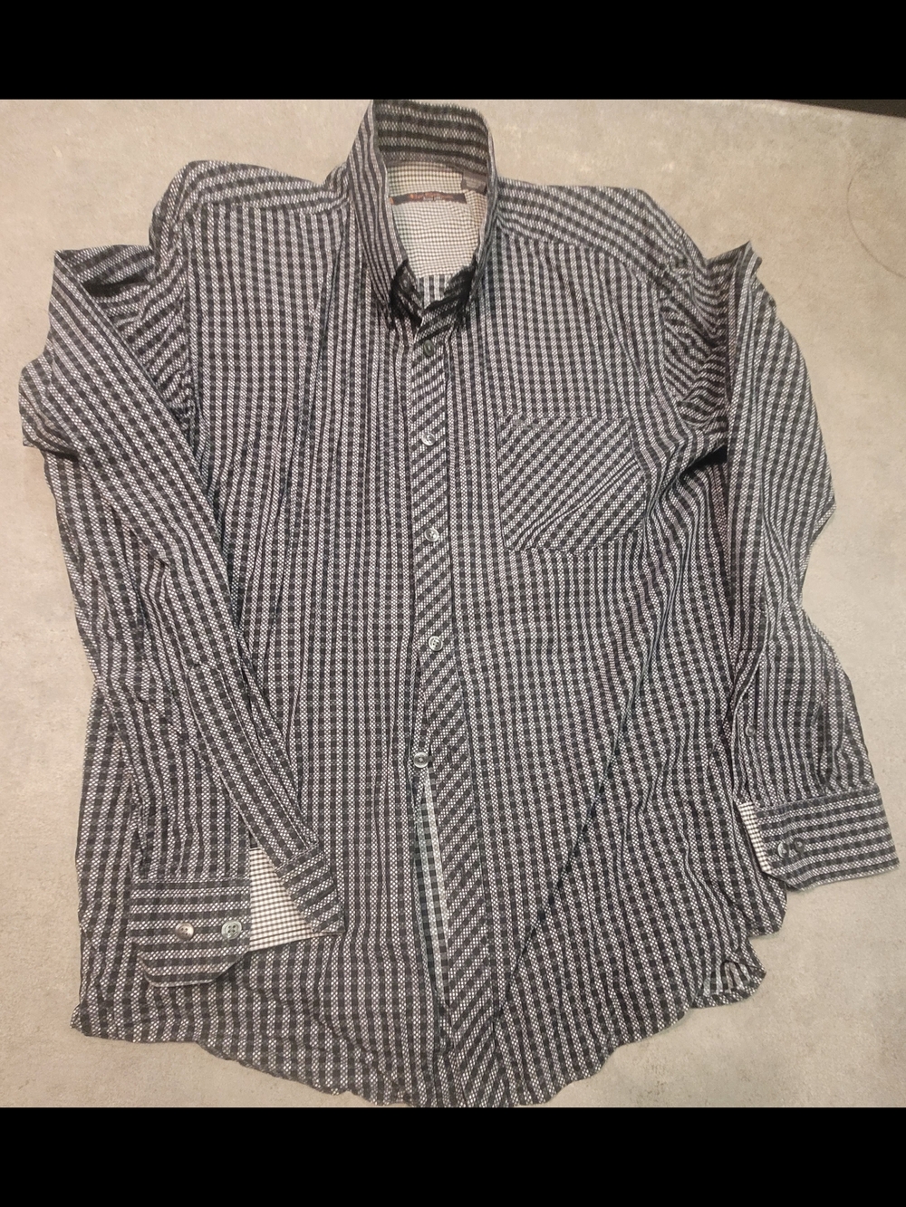 Ben Sherman Black and White Mini-Check Dress Shirt